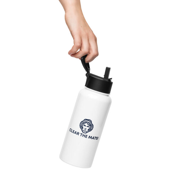 stainless steel water bottle with a straw lid white 32 oz front 68198873addb7